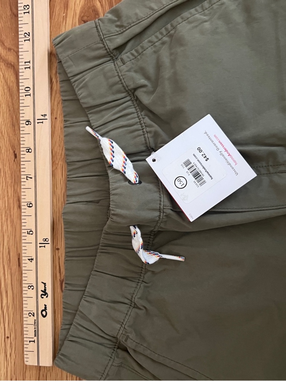 Hanna Andersson Canvas Olive Green Shorts Size 12 - Picture 6 of 6